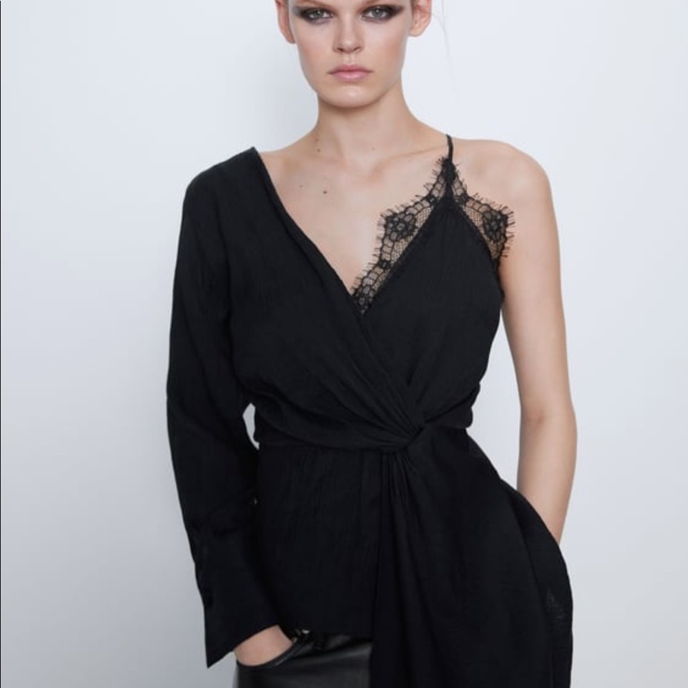Gorgeous Zara asymmetric lace camisole top